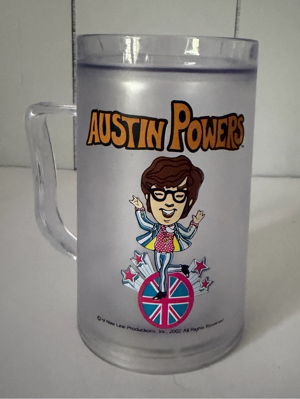 2002 Austin Powers New Line Productions Graphic Icy Plastic Mug  Collectible Cup